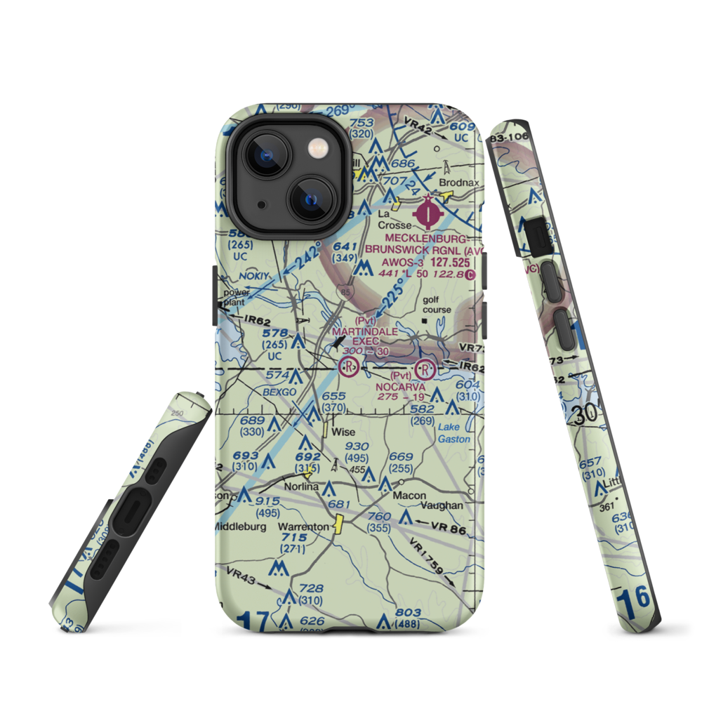 Martindale Executive Airpark (70NC) VFR Sectional  Tough iPhone Case iPhone 14 model shown