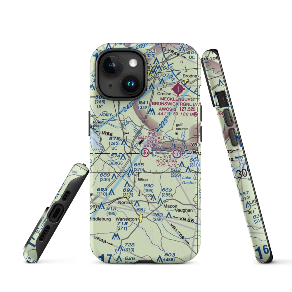 Martindale Executive Airpark (70NC) VFR Sectional  Tough iPhone Case iPhone 15 model shown