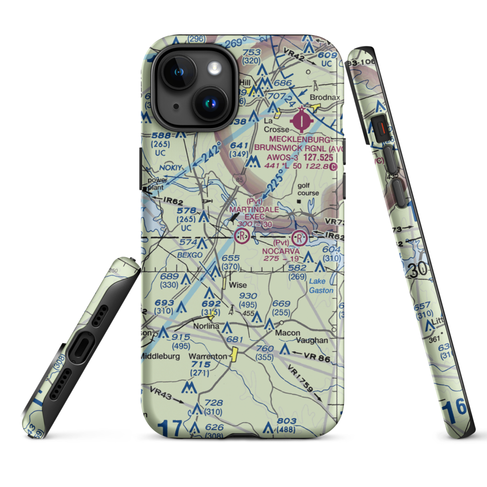 Martindale Executive Airpark (70NC) VFR Sectional  Tough iPhone Case iPhone 15 Plus model shown