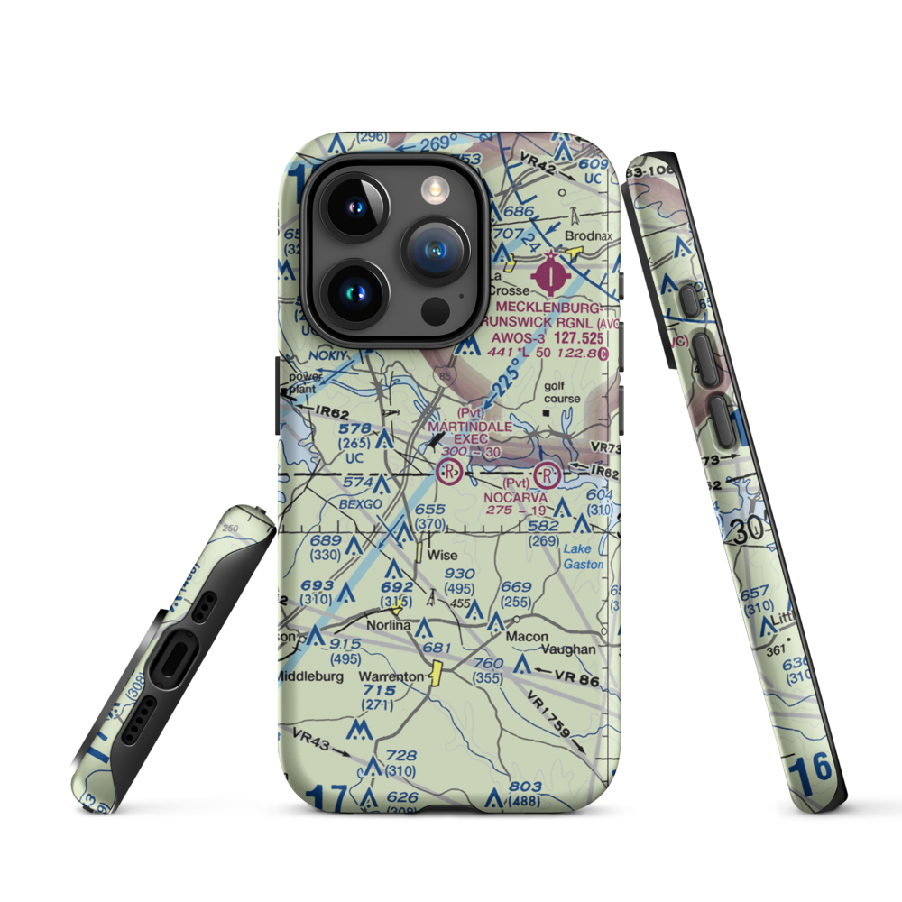 Martindale Executive Airpark (70NC) VFR Sectional  Tough iPhone Case iPhone 15 Pro model shown