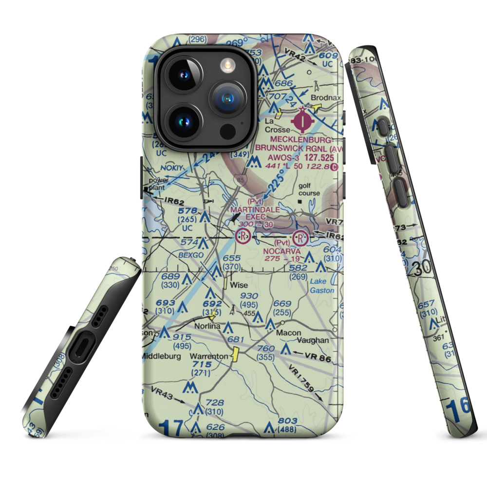 Martindale Executive Airpark (70NC) VFR Sectional  Tough iPhone Case iPhone 15 Pro Max model shown