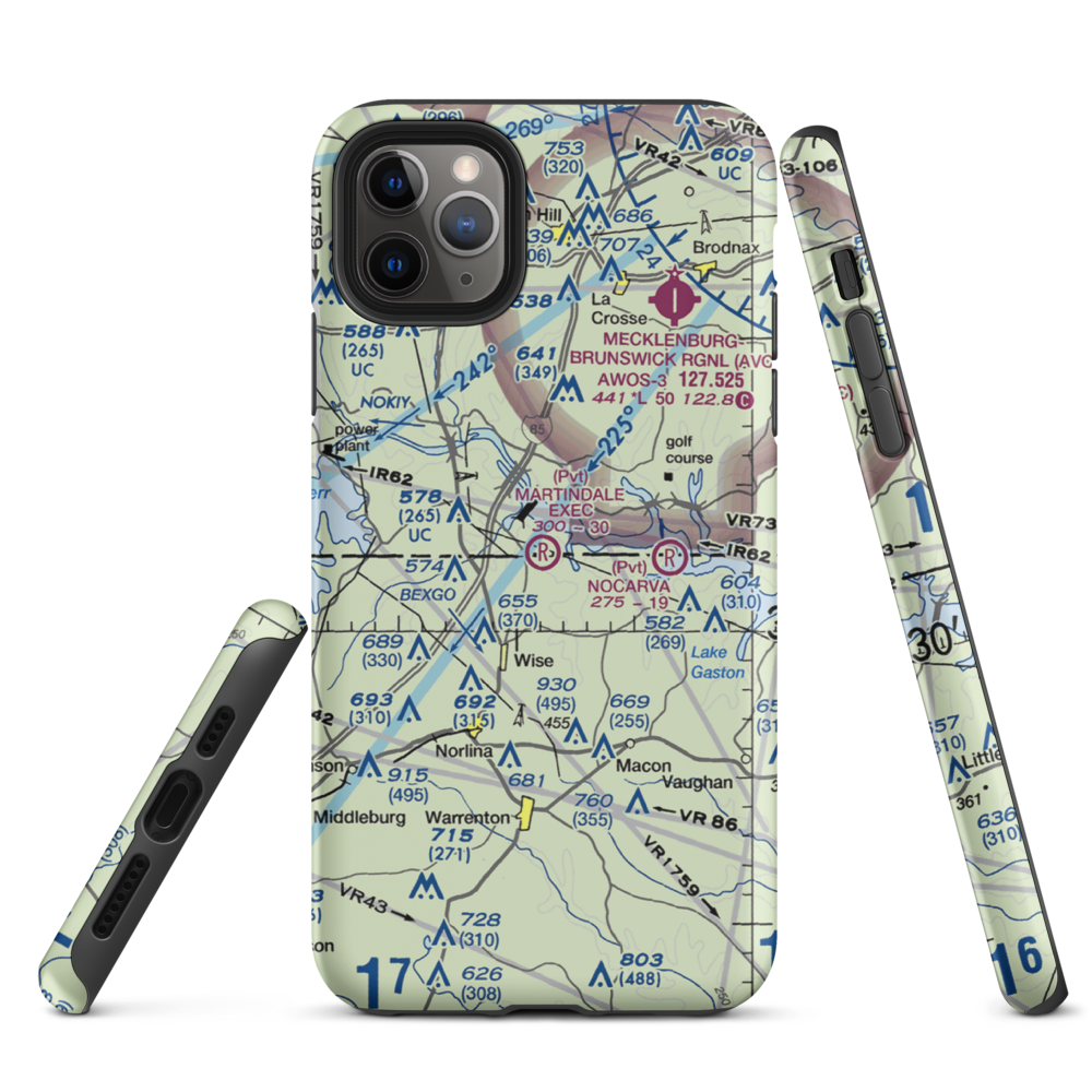 Martindale Executive Airpark (70NC) VFR Sectional  Tough iPhone Case iPhone 11 Pro Max model shown