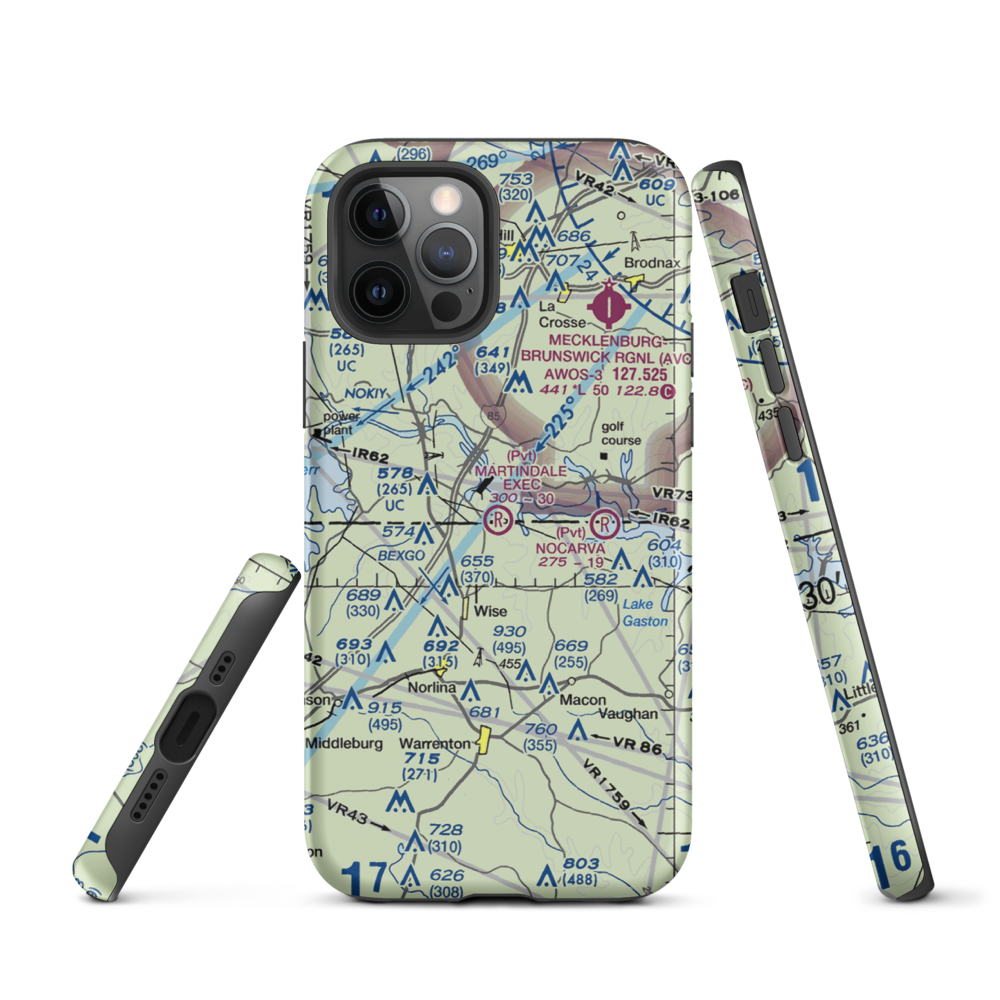 Martindale Executive Airpark (70NC) VFR Sectional  Tough iPhone Case iPhone 12 Pro model shown