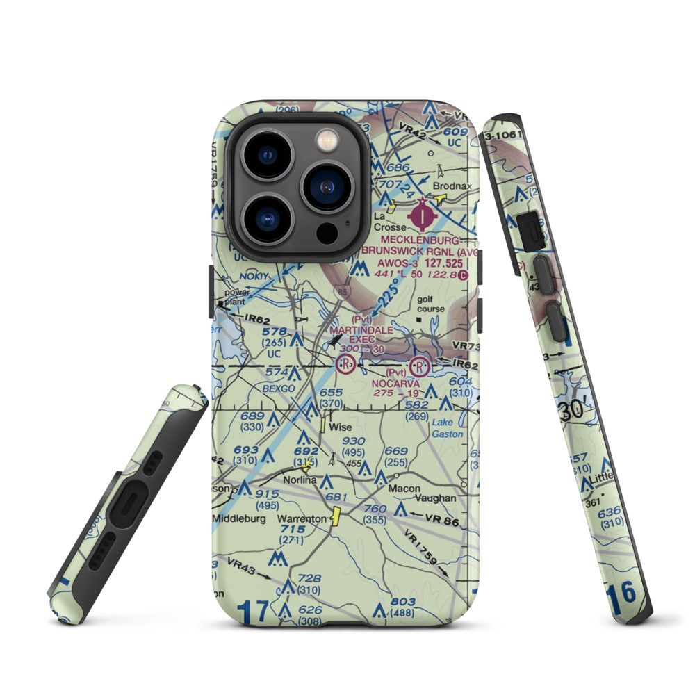 Martindale Executive Airpark (70NC) VFR Sectional  Tough iPhone Case iPhone 13 Pro model shown
