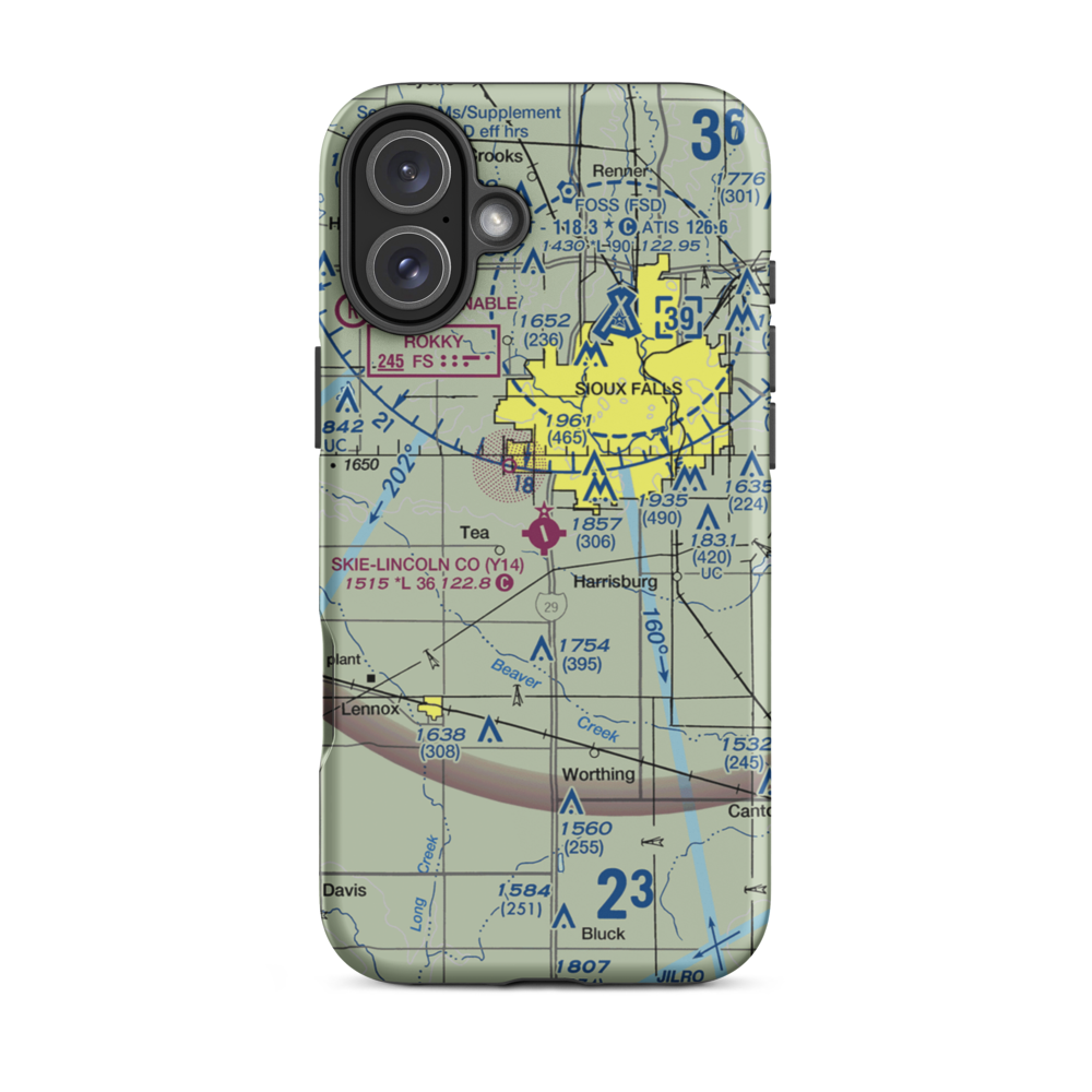 Marv Skie Lincoln County Airport (Y14) VFR Sectional  Tough iPhone Case iPhone 16 Plus model shown