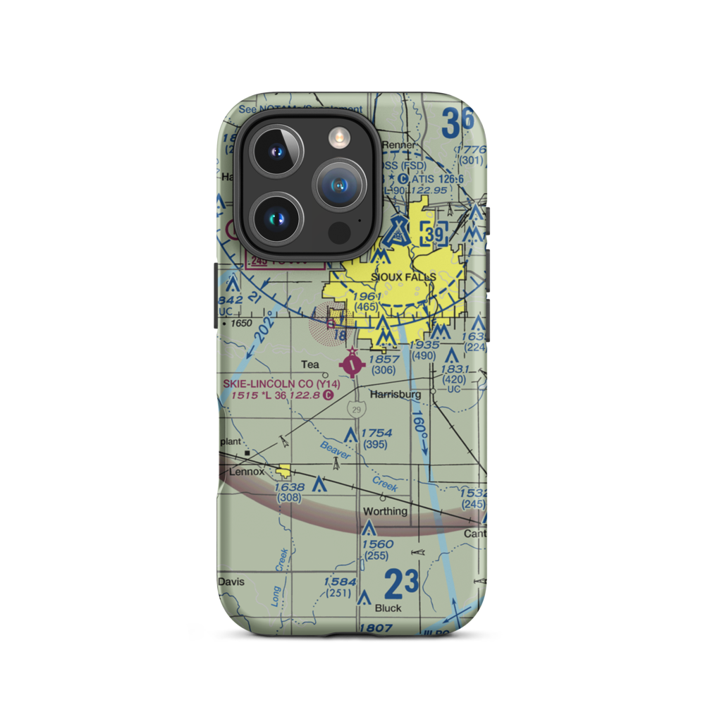 Marv Skie Lincoln County Airport (Y14) VFR Sectional  Tough iPhone Case iPhone 16 Pro model shown