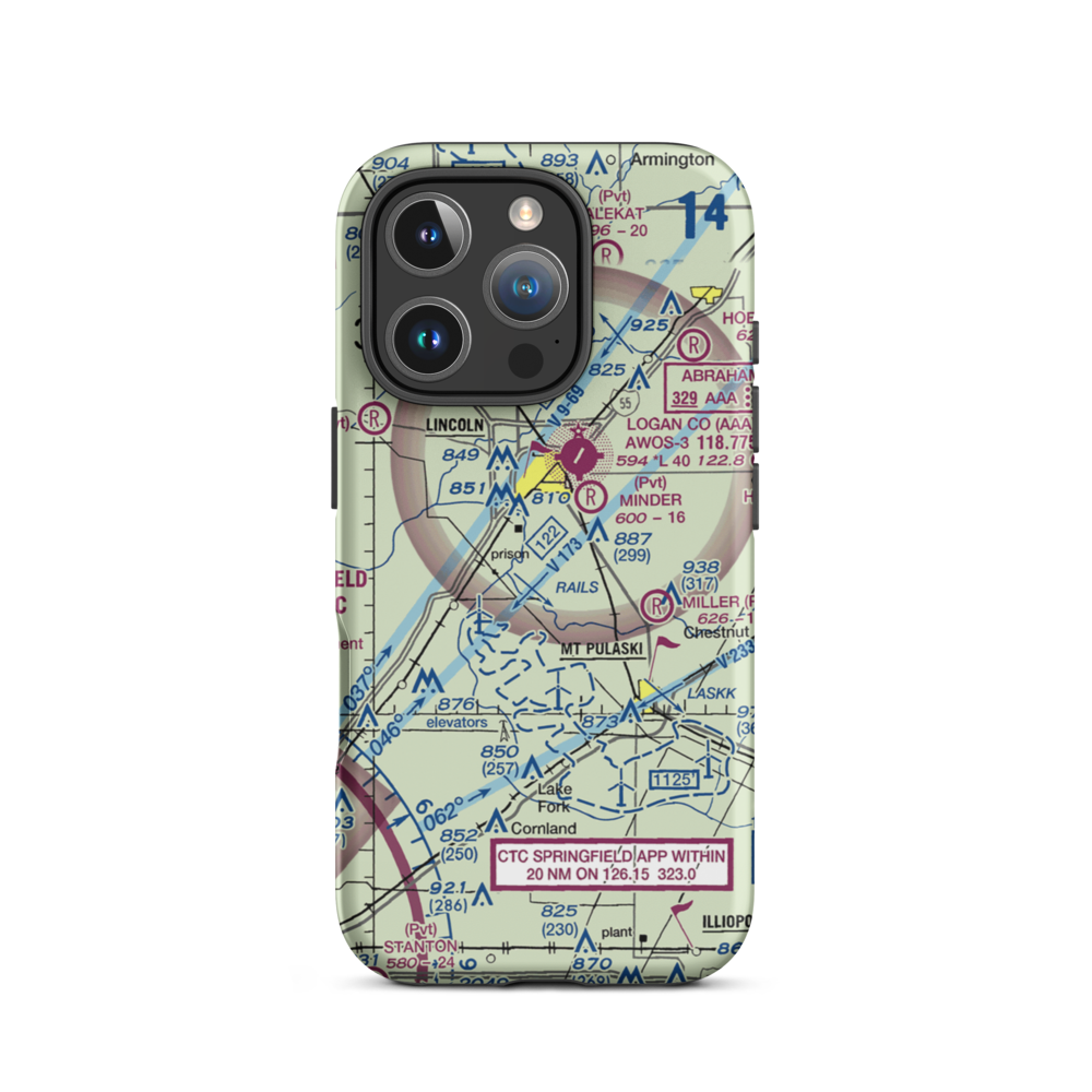 Mason Airport (39IL) VFR Sectional  Tough iPhone Case iPhone 16 Pro model shown