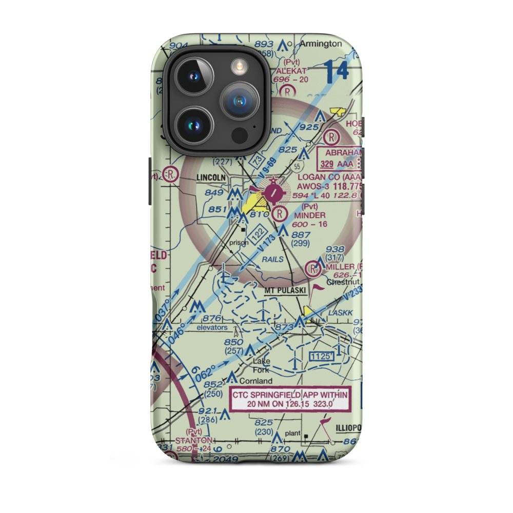 Mason Airport (39IL) VFR Sectional  Tough iPhone Case iPhone 16 Pro Max model shown