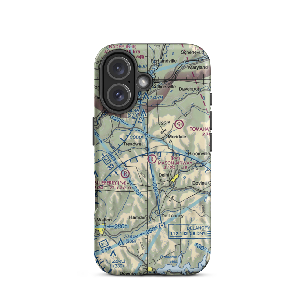 Mason Airway Airport (9NY6) VFR Sectional  Tough iPhone Case iPhone 16 model shown