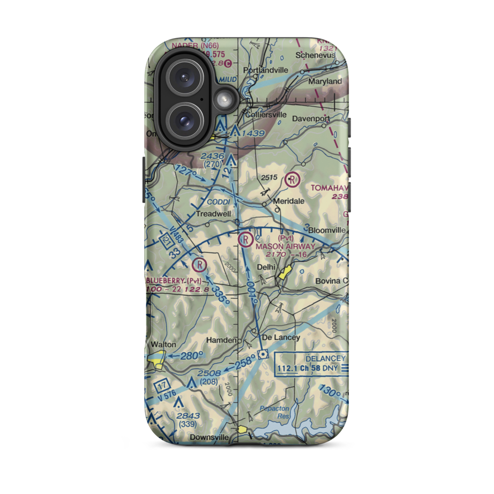 Mason Airway Airport (9NY6) VFR Sectional  Tough iPhone Case iPhone 16 Plus model shown