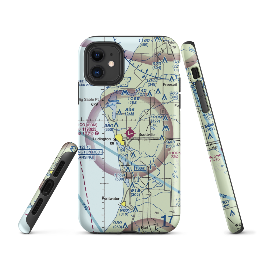 Mason County Airport (LDM) VFR Sectional  Tough iPhone Case iPhone 11 model shown