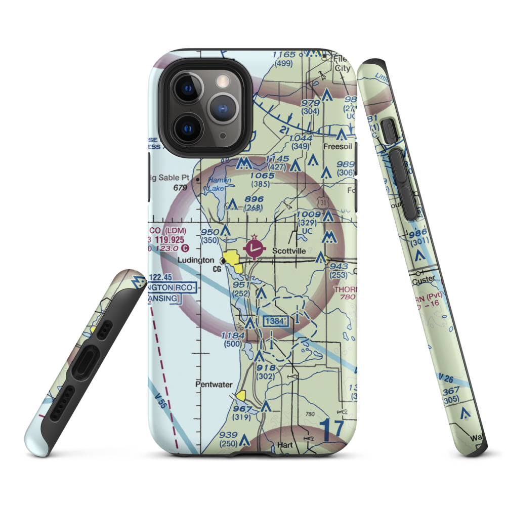 Mason County Airport (LDM) VFR Sectional  Tough iPhone Case iPhone 11 Pro model shown