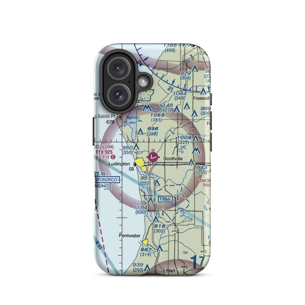 Mason County Airport (LDM) VFR Sectional  Tough iPhone Case iPhone 16 model shown
