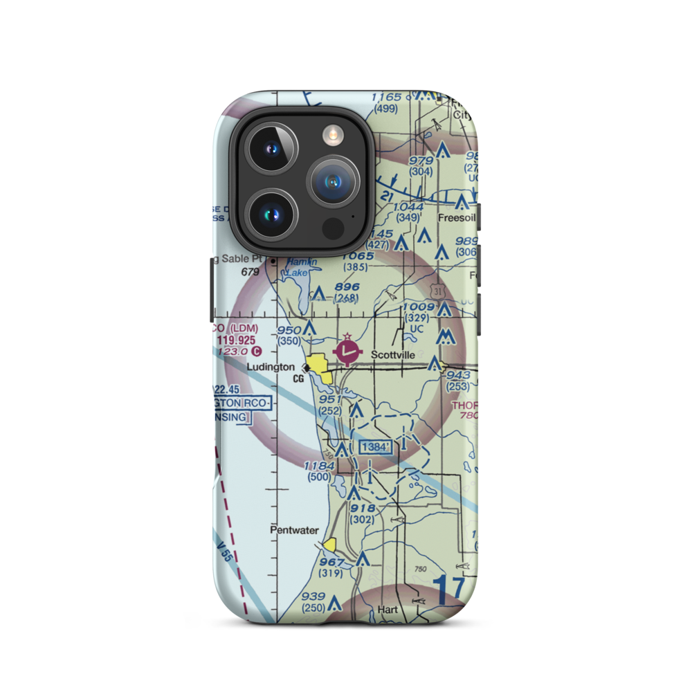 Mason County Airport (LDM) VFR Sectional  Tough iPhone Case iPhone 16 Pro model shown