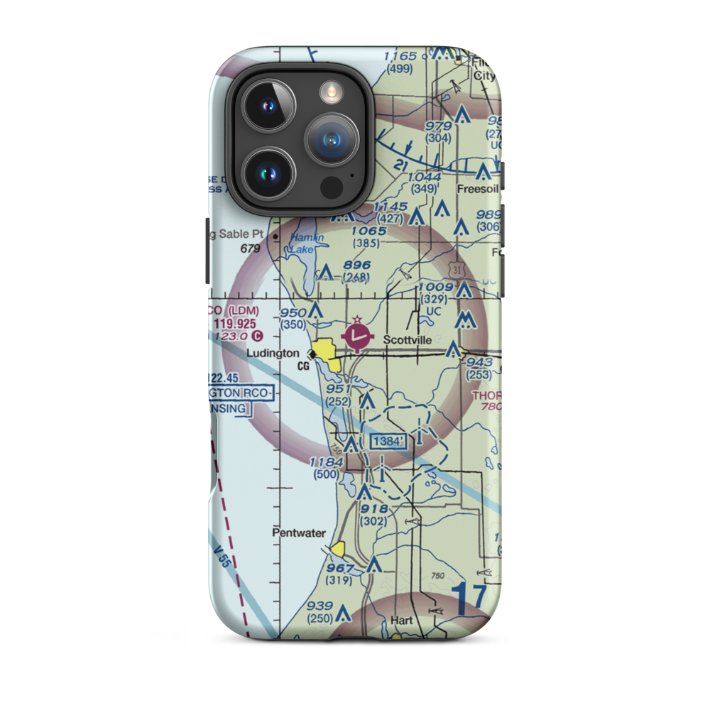 Mason County Airport (LDM) VFR Sectional  Tough iPhone Case iPhone 16 Pro Max model shown