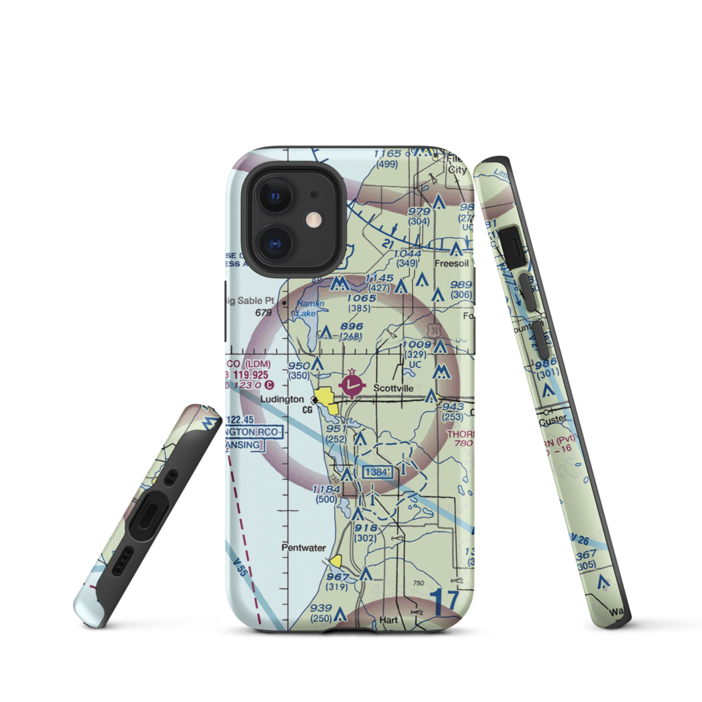 Mason County Airport (LDM) VFR Sectional  Tough iPhone Case iPhone 12 mini model shown