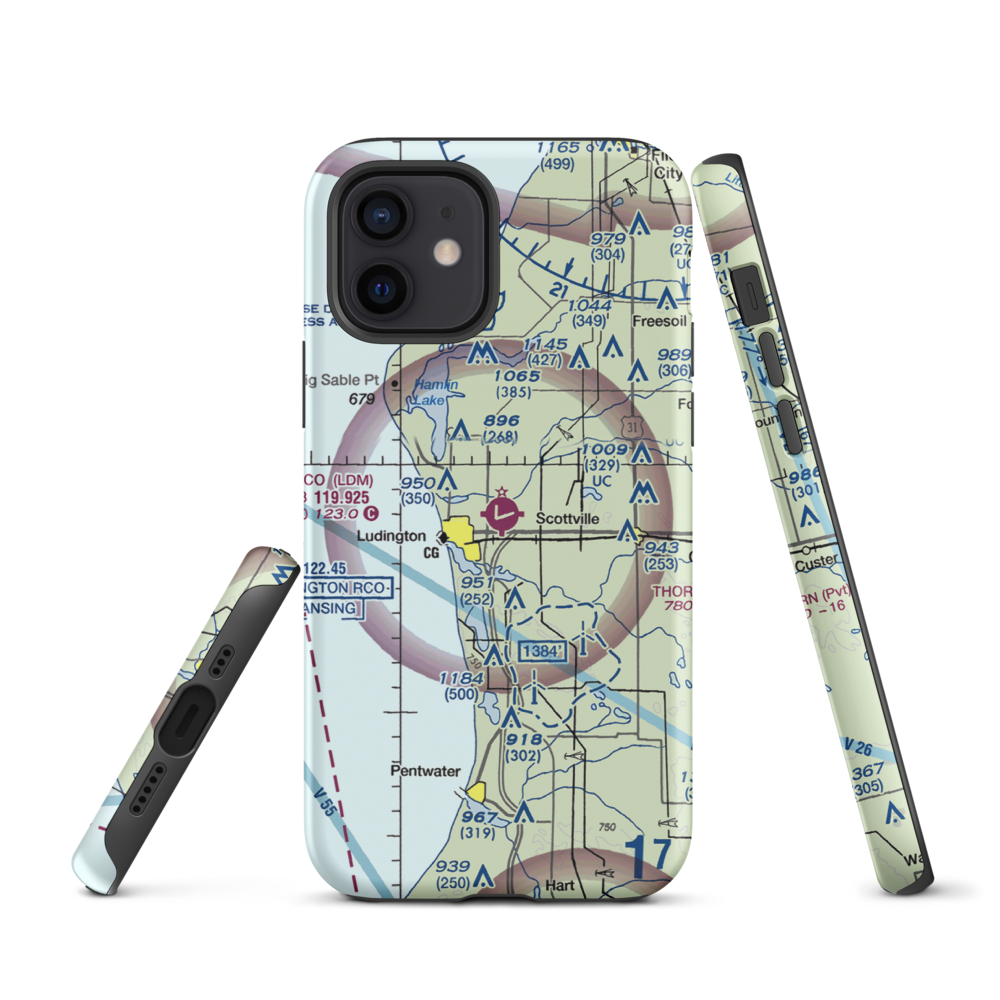 Mason County Airport (LDM) VFR Sectional  Tough iPhone Case iPhone 12 model shown