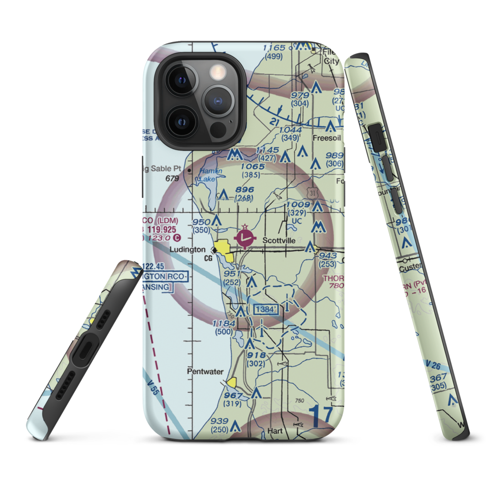 Mason County Airport (LDM) VFR Sectional  Tough iPhone Case iPhone 12 Pro Max model shown