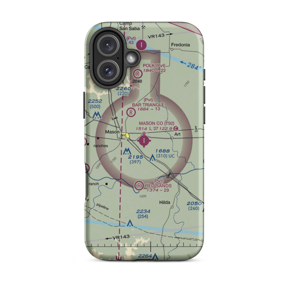 Mason County Airport (T92) VFR Sectional  Tough iPhone Case iPhone 16 Plus model shown