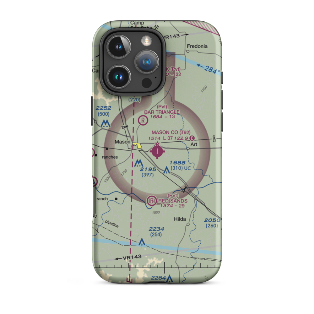 Mason County Airport (T92) VFR Sectional  Tough iPhone Case iPhone 16 Pro Max model shown