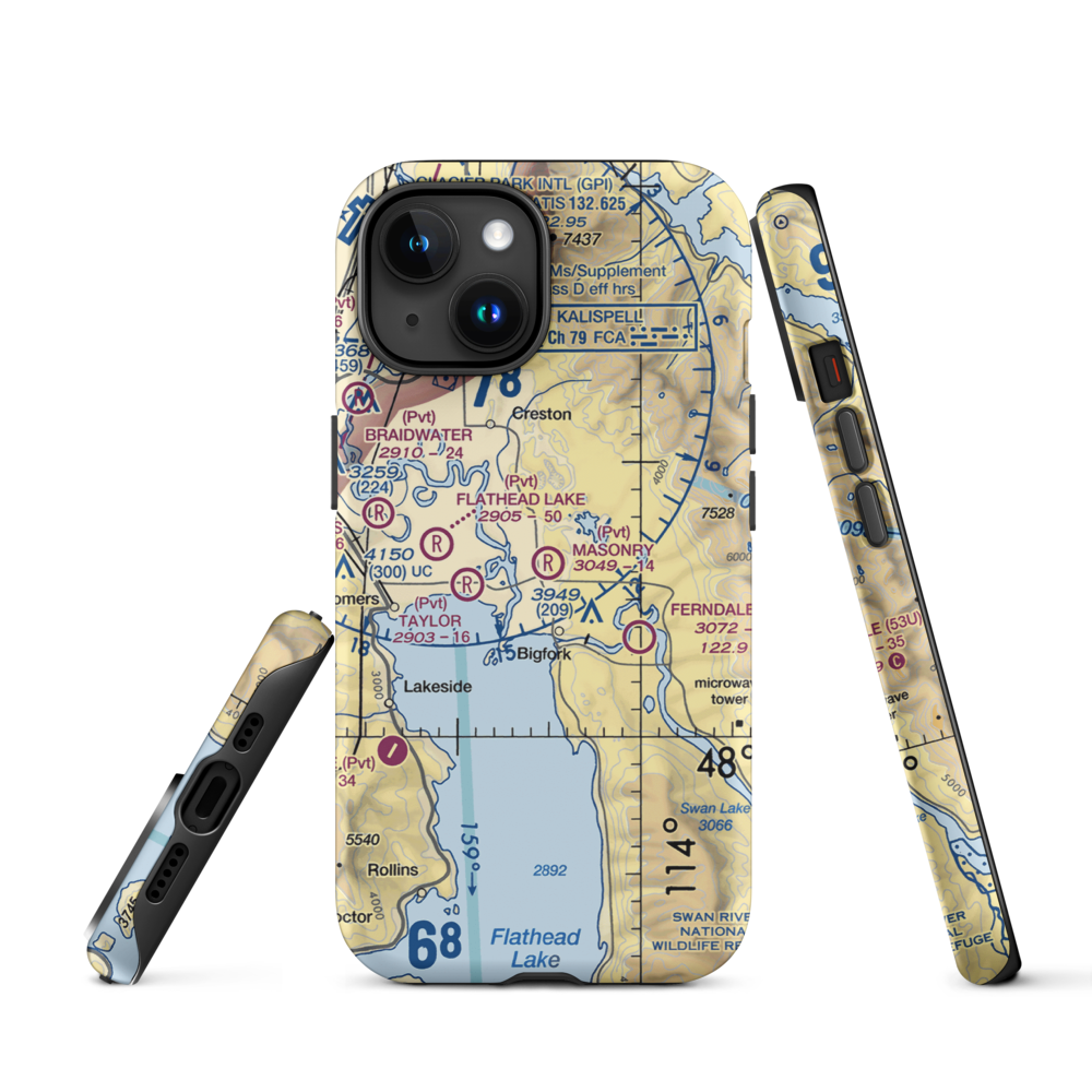 Masonry Field (93MT) VFR Sectional  Tough iPhone Case iPhone 15 model shown