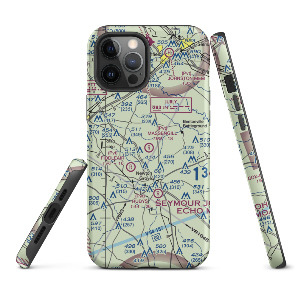 Massengill Airport (NC76) VFR Sectional  Tough iPhone Case iPhone 12 Pro Max model shown