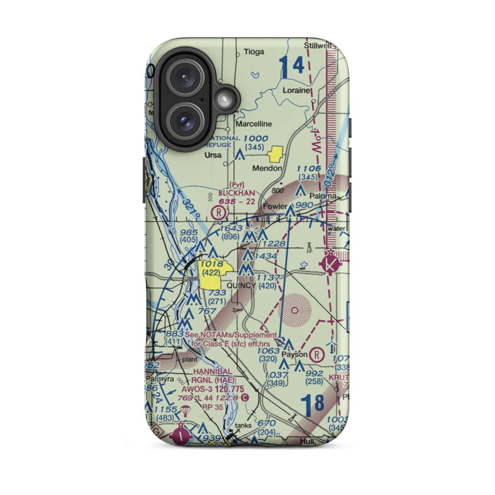 Mast Field (IS45) VFR Sectional  Tough iPhone Case iPhone 16 Plus model shown