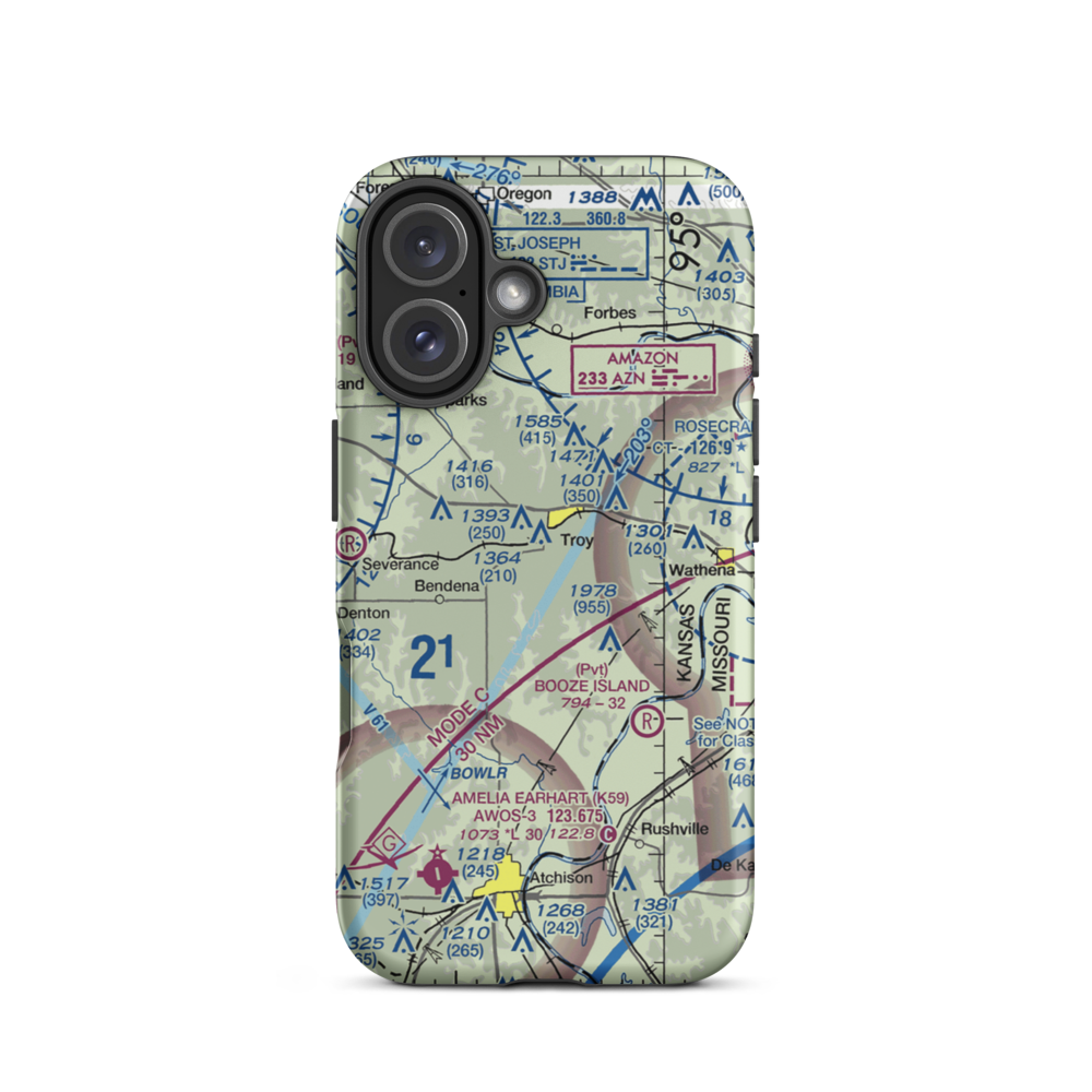 Masters Field (61KS) VFR Sectional  Tough iPhone Case iPhone 16 model shown