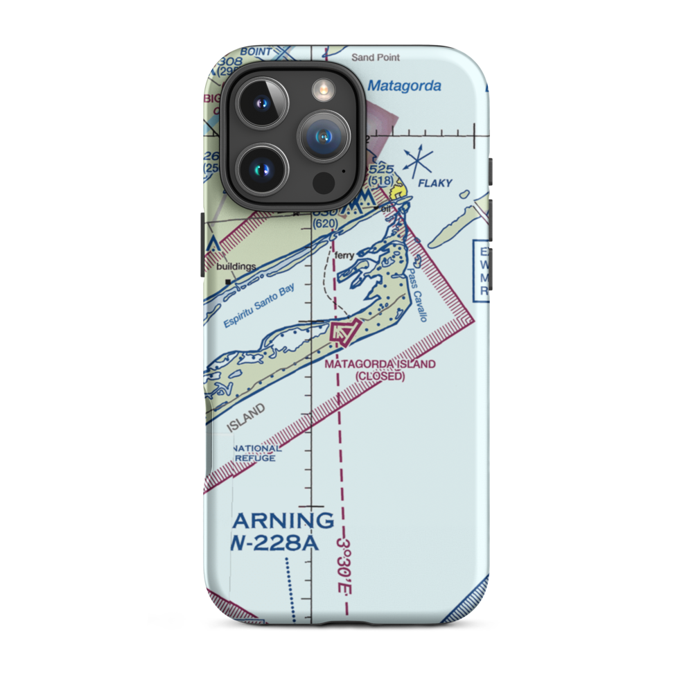 Matagorda Island Air Force Base (MGI) VFR Sectional  Tough iPhone Case iPhone 16 Pro Max model shown
