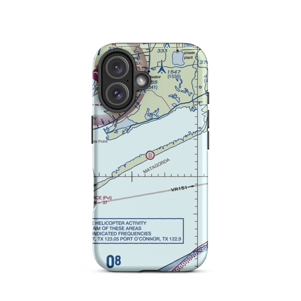 Matagorda Peninsula Airport (US-0261) VFR Sectional  Tough iPhone Case iPhone 16 model shown