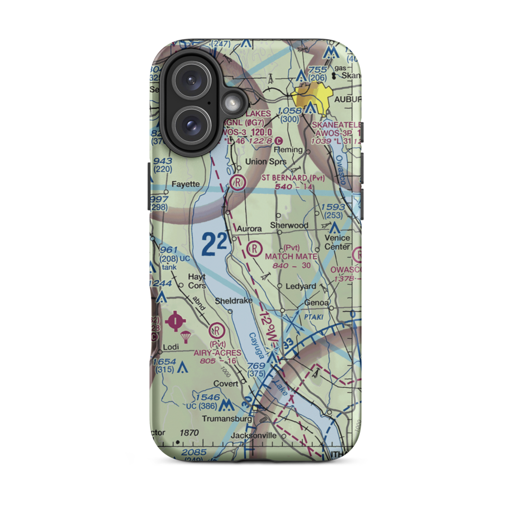 Match Mate Airport (NK74) VFR Sectional  Tough iPhone Case iPhone 16 Plus model shown