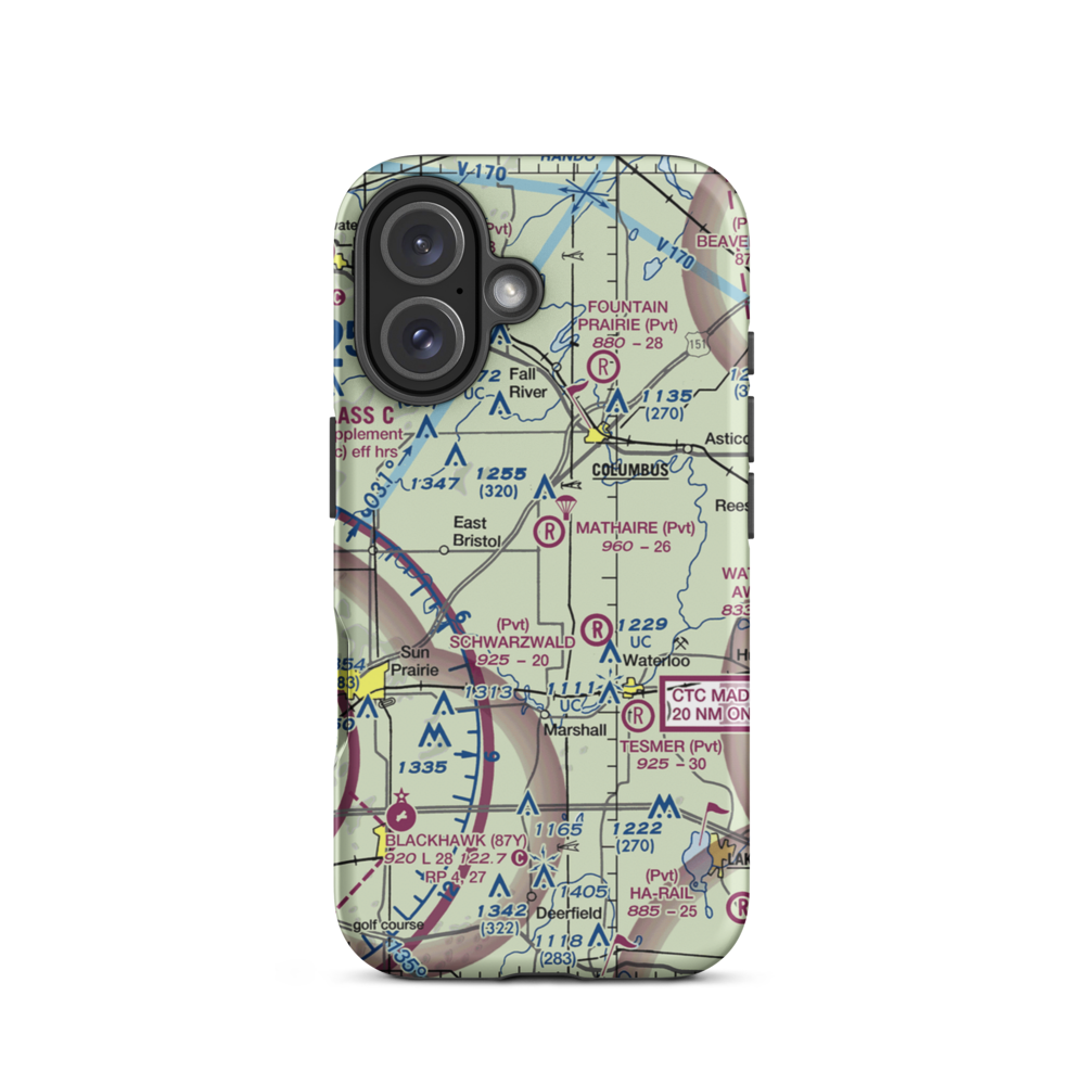 Mathaire Field (WI97) VFR Sectional  Tough iPhone Case iPhone 16 model shown