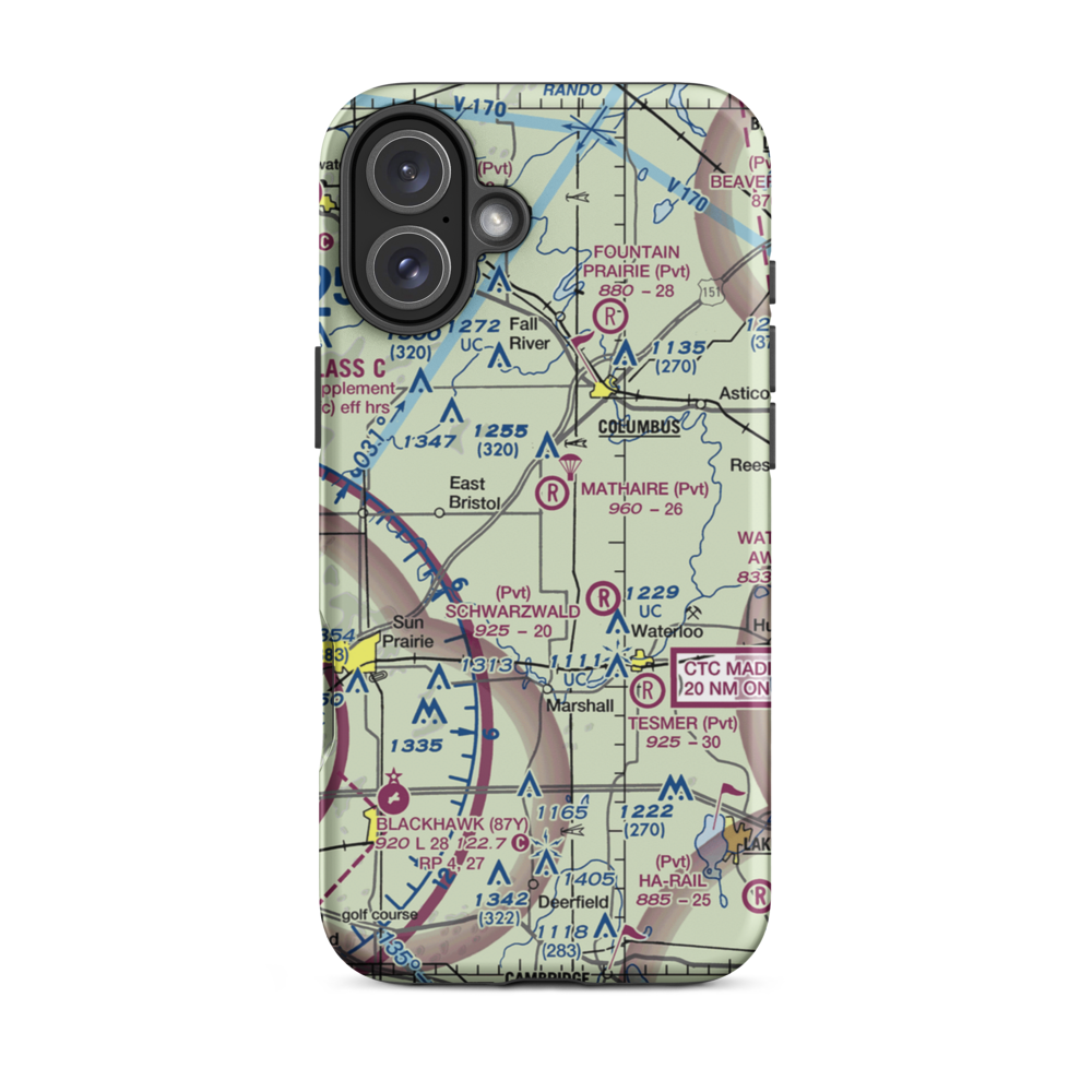 Mathaire Field (WI97) VFR Sectional  Tough iPhone Case iPhone 16 Plus model shown