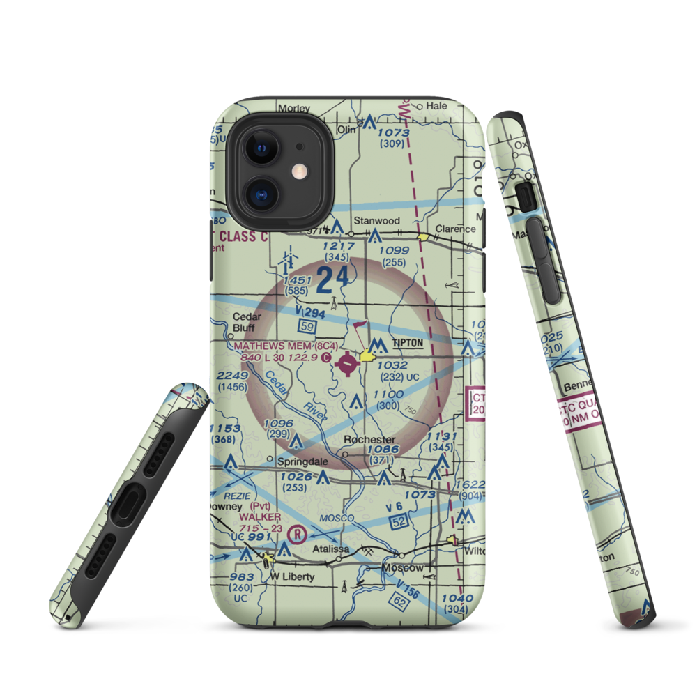 Mathews Memorial Airport (8C4) VFR Sectional  Tough iPhone Case iPhone 11 model shown