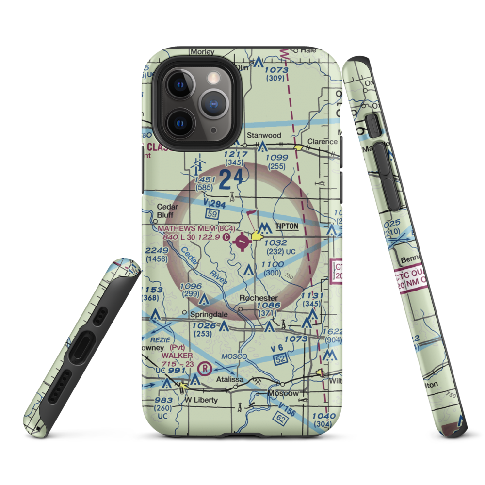 Mathews Memorial Airport (8C4) VFR Sectional  Tough iPhone Case iPhone 11 Pro model shown