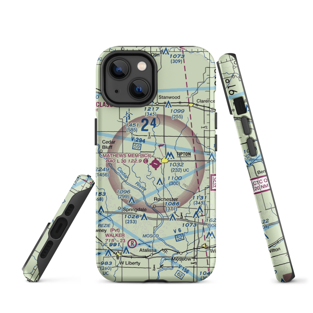 Mathews Memorial Airport (8C4) VFR Sectional  Tough iPhone Case iPhone 14 model shown