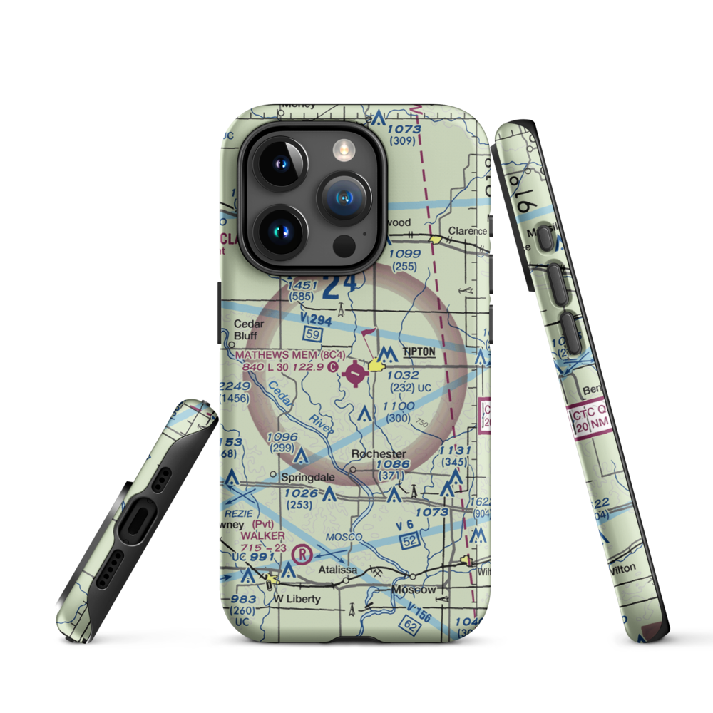Mathews Memorial Airport (8C4) VFR Sectional  Tough iPhone Case iPhone 15 Pro model shown