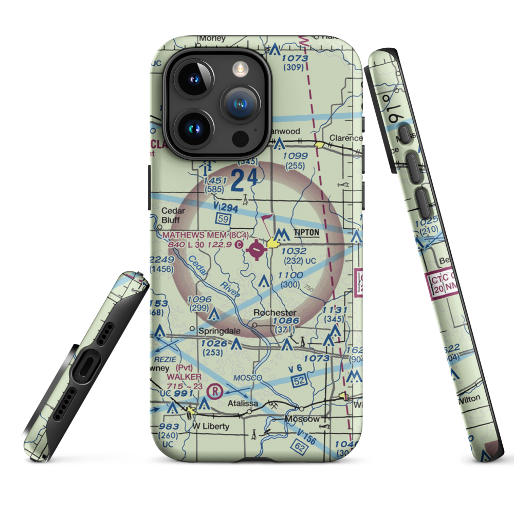 Mathews Memorial Airport (8C4) VFR Sectional  Tough iPhone Case iPhone 15 Pro Max model shown