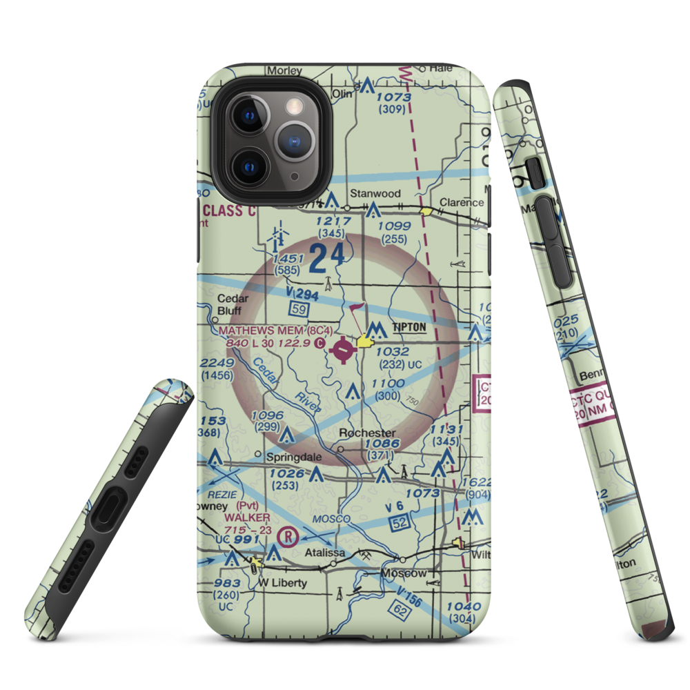 Mathews Memorial Airport (8C4) VFR Sectional  Tough iPhone Case iPhone 11 Pro Max model shown
