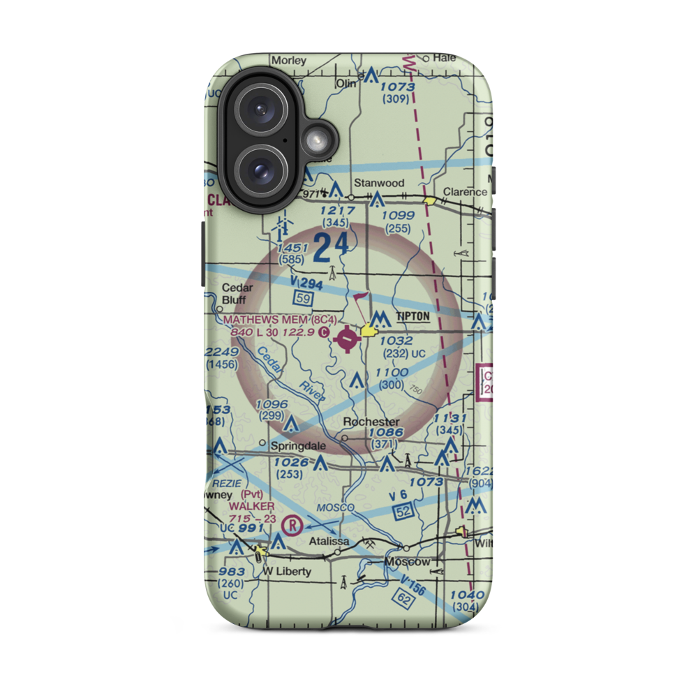 Mathews Memorial Airport (8C4) VFR Sectional  Tough iPhone Case iPhone 16 Plus model shown