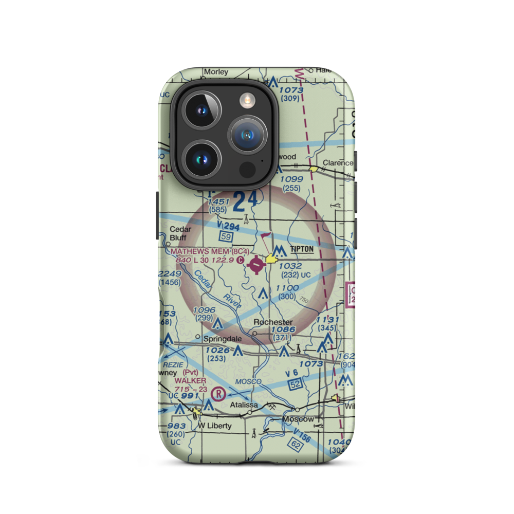 Mathews Memorial Airport (8C4) VFR Sectional  Tough iPhone Case iPhone 16 Pro model shown