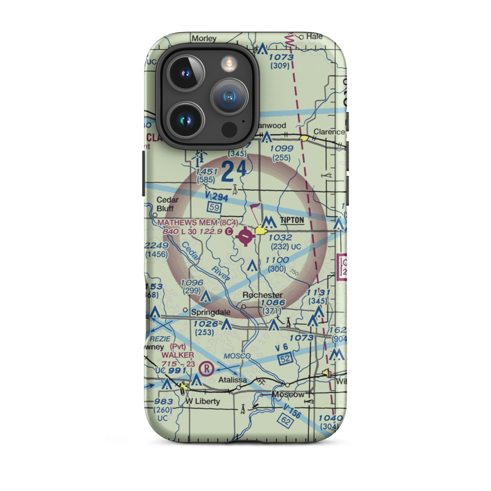 Mathews Memorial Airport (8C4) VFR Sectional  Tough iPhone Case iPhone 16 Pro Max model shown