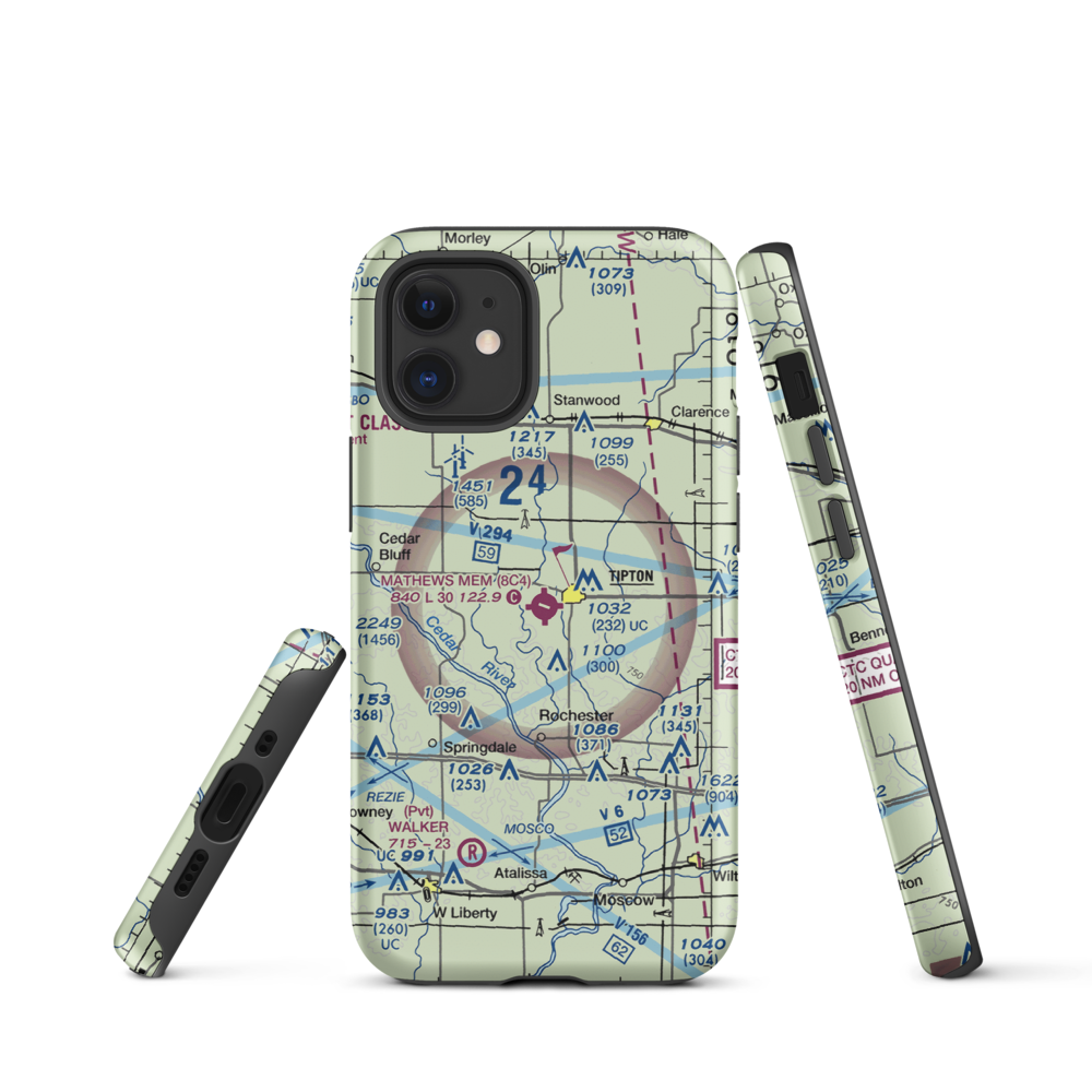 Mathews Memorial Airport (8C4) VFR Sectional  Tough iPhone Case iPhone 12 mini model shown