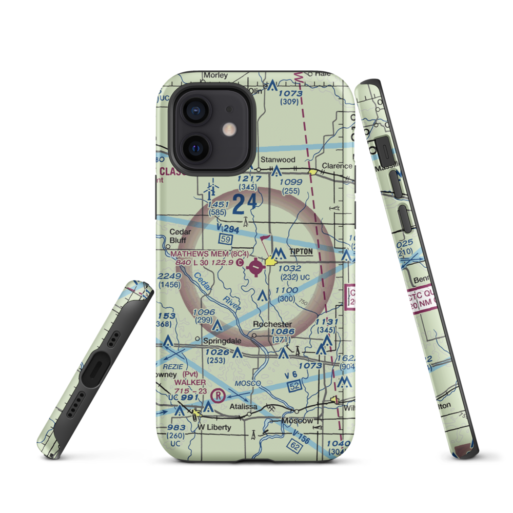 Mathews Memorial Airport (8C4) VFR Sectional  Tough iPhone Case iPhone 12 model shown