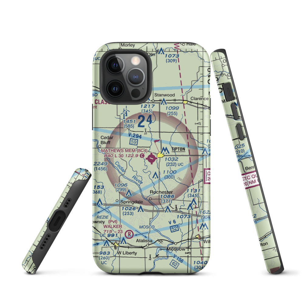 Mathews Memorial Airport (8C4) VFR Sectional  Tough iPhone Case iPhone 12 Pro model shown