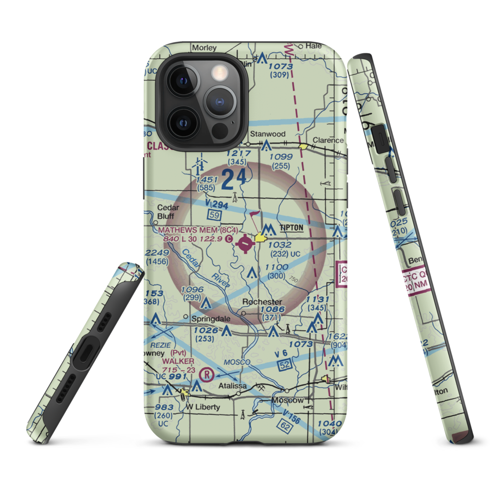 Mathews Memorial Airport (8C4) VFR Sectional  Tough iPhone Case iPhone 12 Pro Max model shown