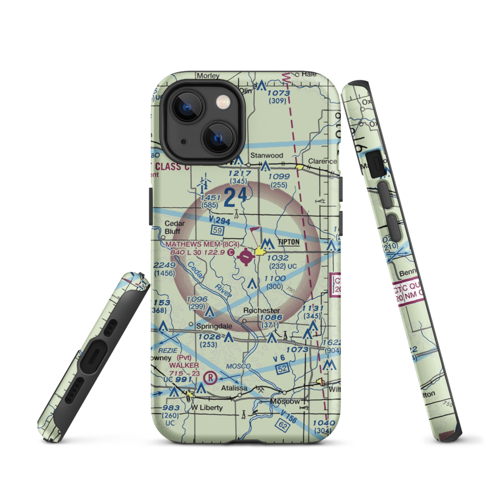 Mathews Memorial Airport (8C4) VFR Sectional  Tough iPhone Case iPhone 13 model shown