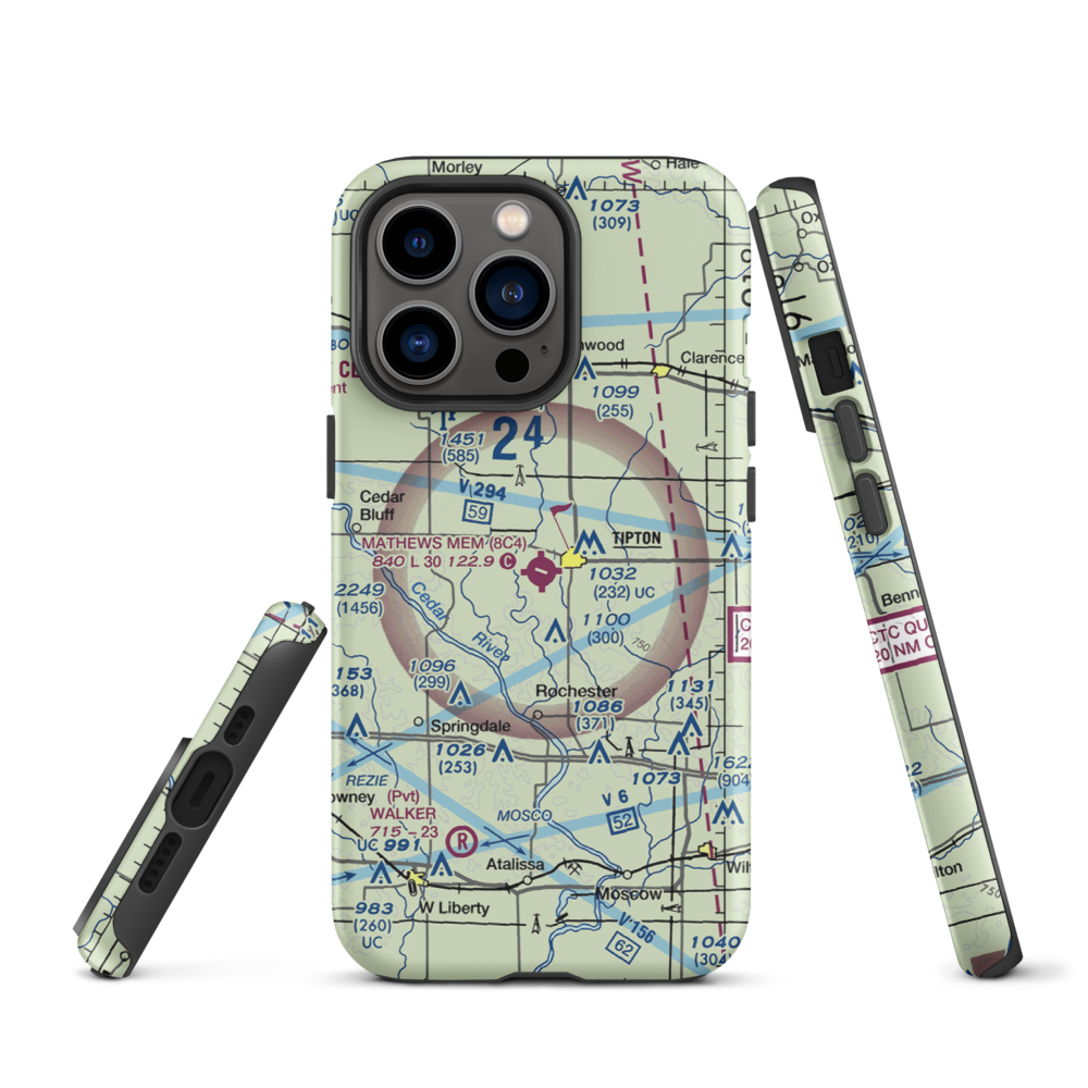 Mathews Memorial Airport (8C4) VFR Sectional  Tough iPhone Case iPhone 13 Pro model shown