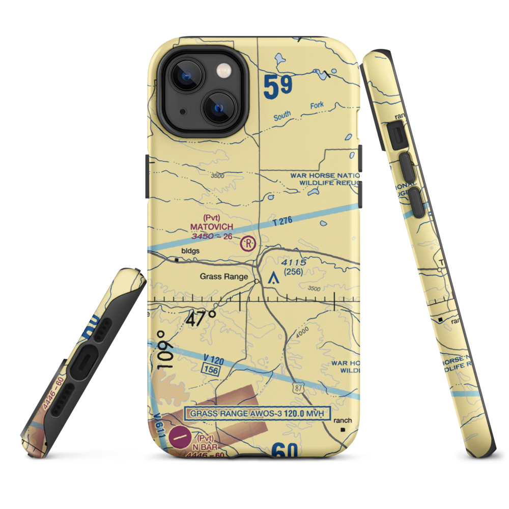 Matovich Airport (08MT) VFR Sectional  Tough iPhone Case iPhone 14 Plus model shown