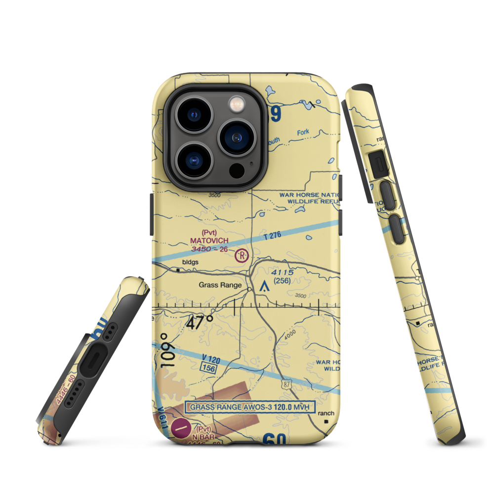 Matovich Airport (08MT) VFR Sectional  Tough iPhone Case iPhone 14 Pro model shown